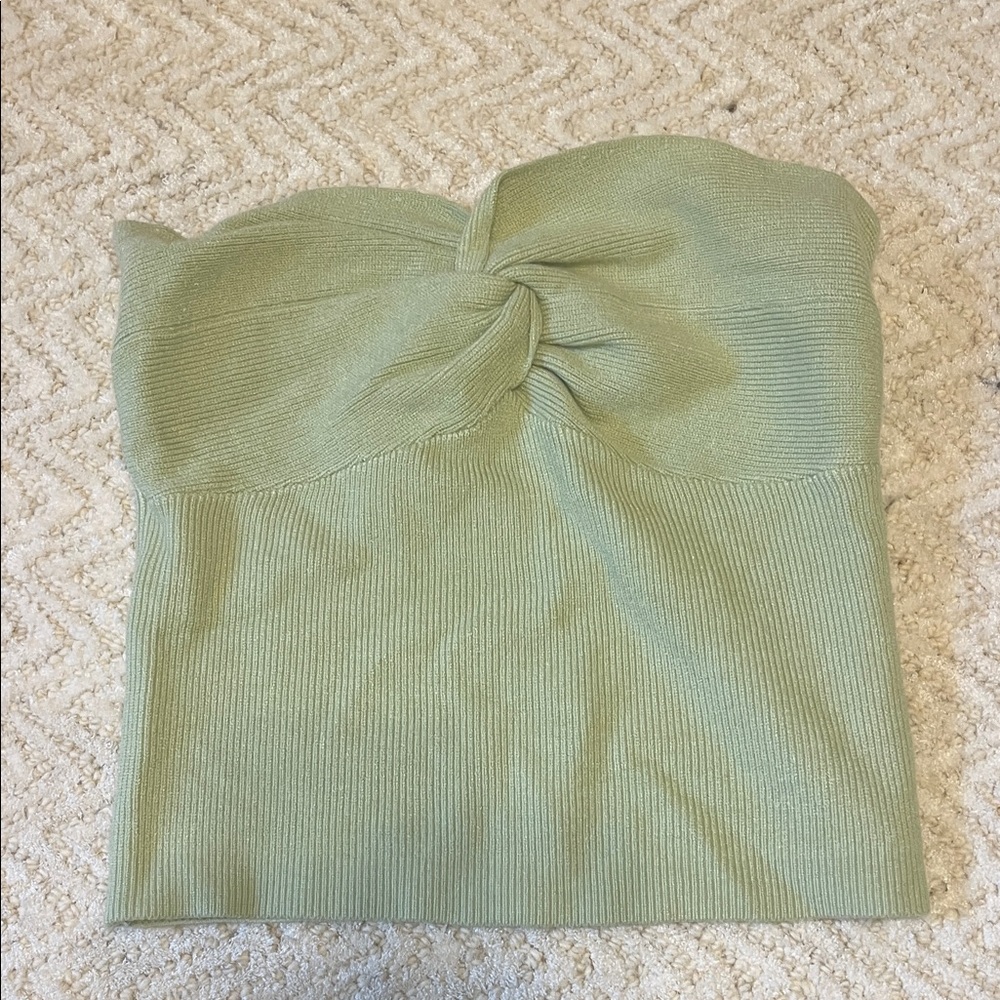 Green Strapless Knit Top